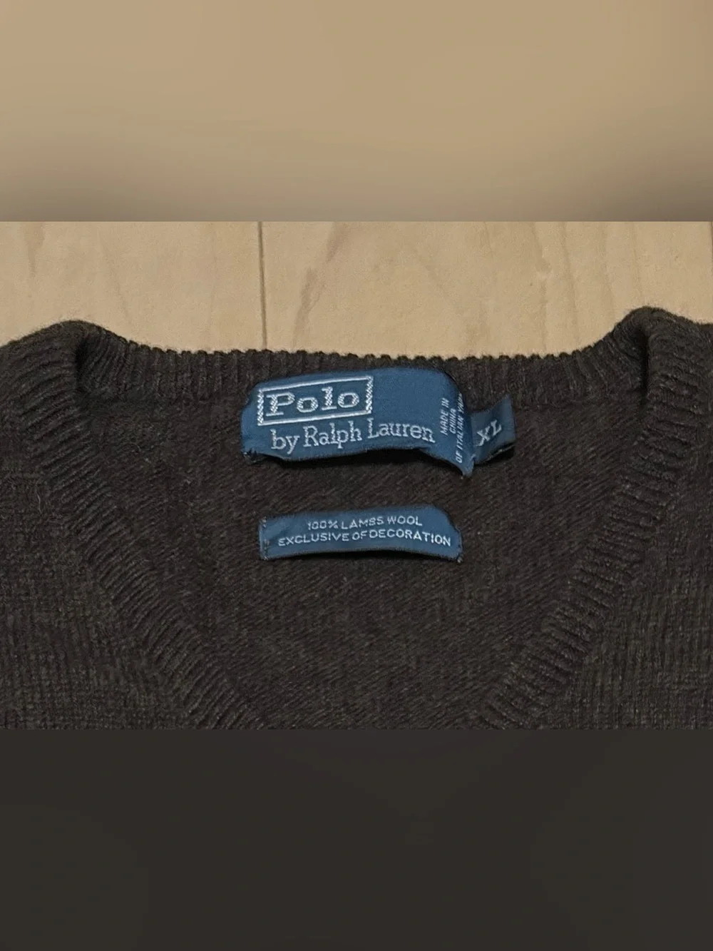 Polo Ralph Lauren 100% Italian Yarn Lambswool V-Neck Sweater Brown Pony Men’s XL
